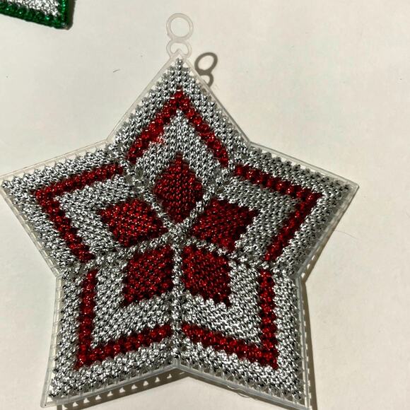 Vintage Cross stitch beaded Christmas ornaments: set of 10 - Picture 6 of 6